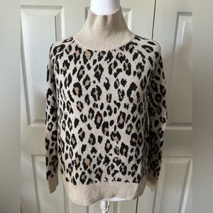 LOFT Animal Print Funnel Neck Sweater, Small
